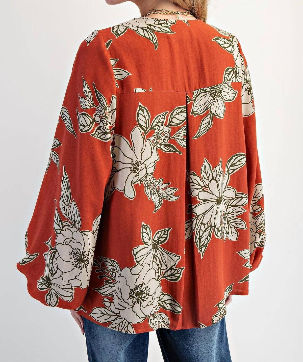 Easel - Printed V Neck Loose Fit Top