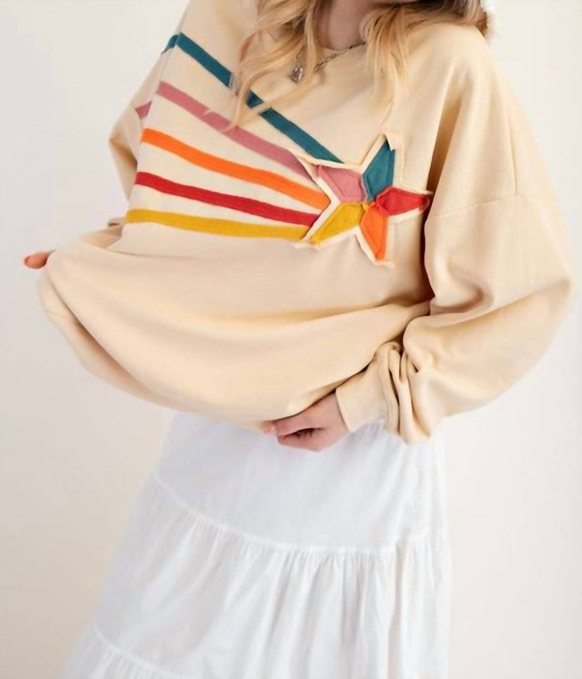 Easel - Rising Star Patch Terry Knit Pullover