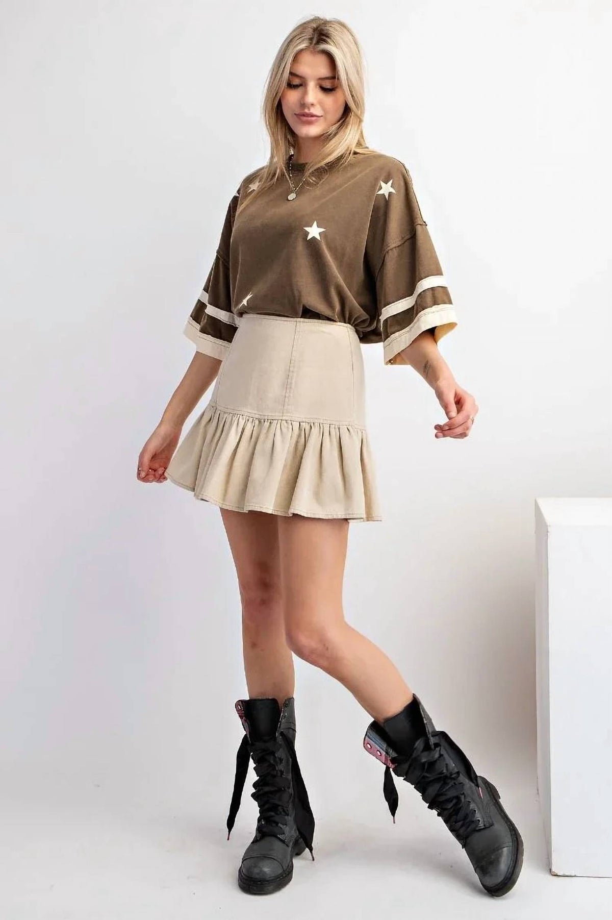 Easel - Washed Twill Skirt