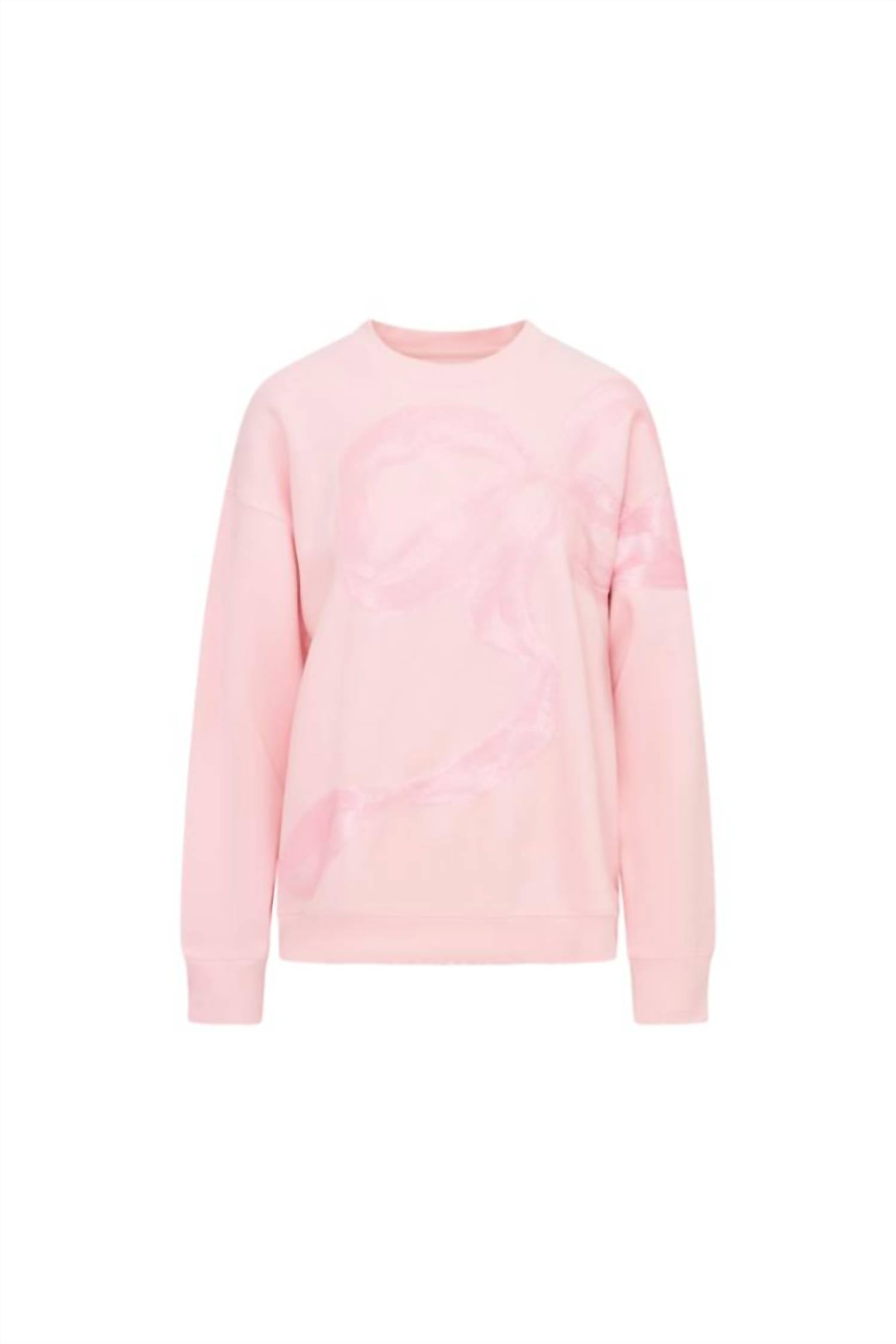 LoveShackFancy Palo Sequin Bow Fleece Pullover Sweatshirt in wistful pink - women's top - view 5