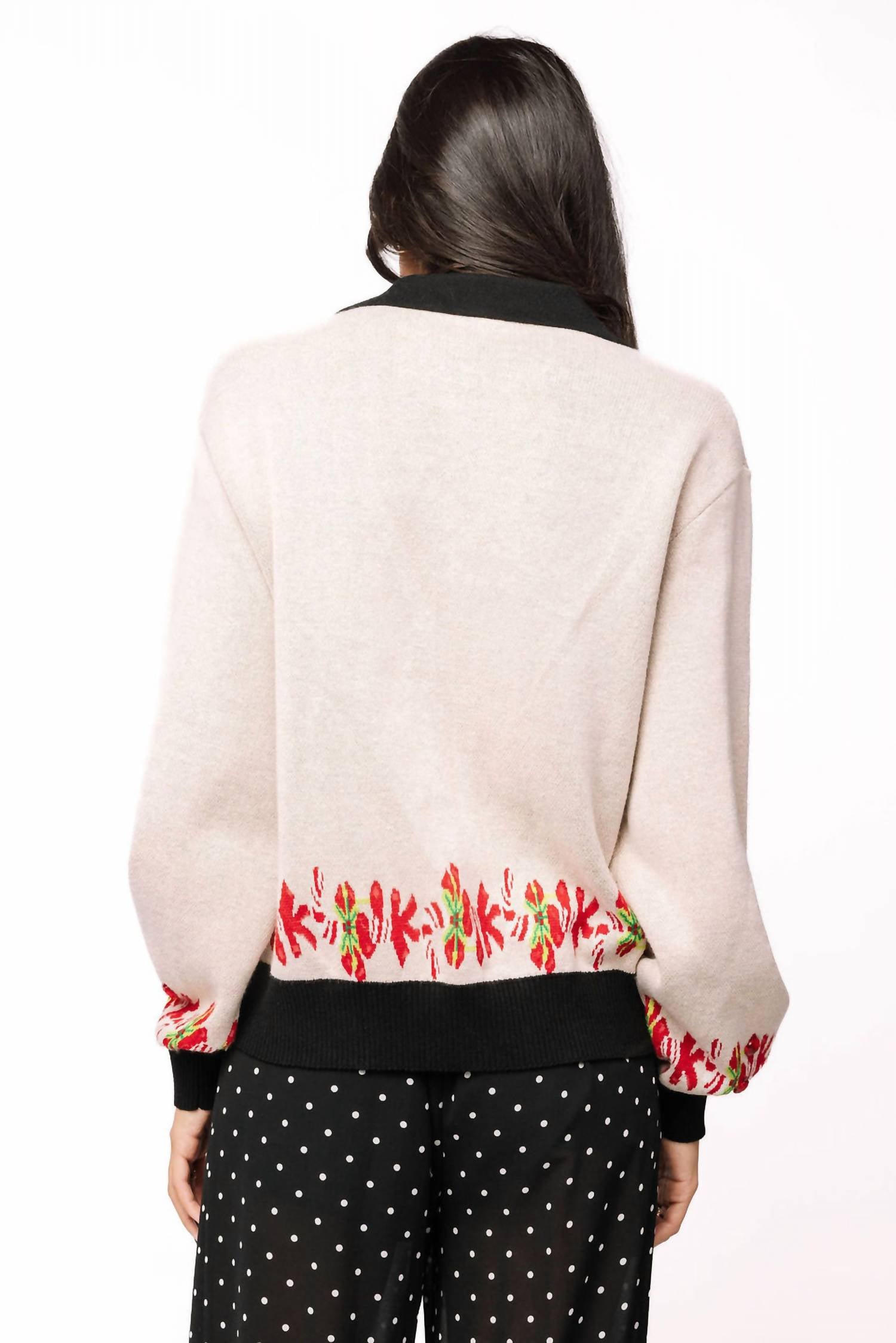 Queen Of Sparkles - Trim Collar Nutcracker & Candy Cane Cardigan