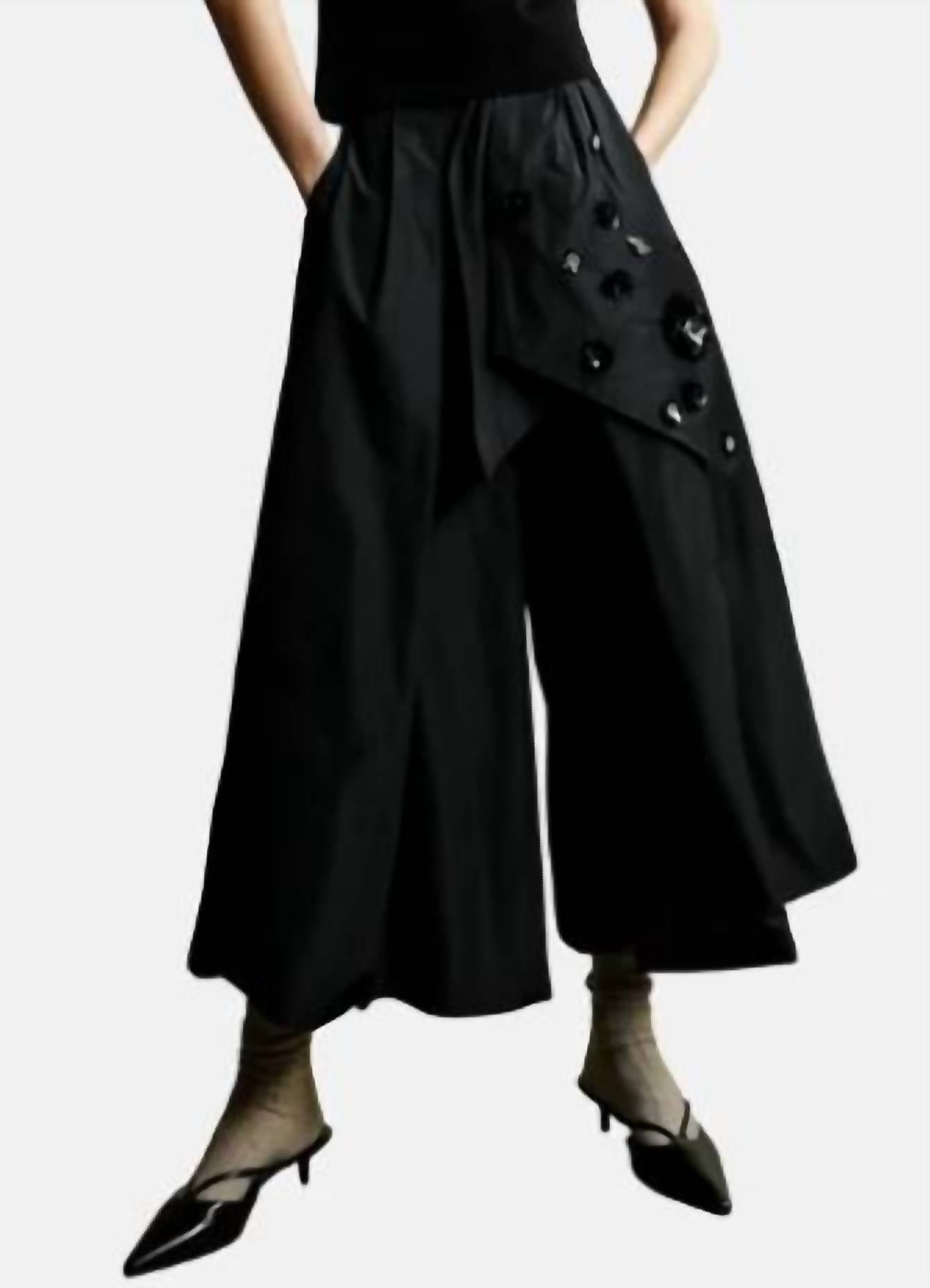 Psophia - Taffeta Trouser with Sequin Flower Belt