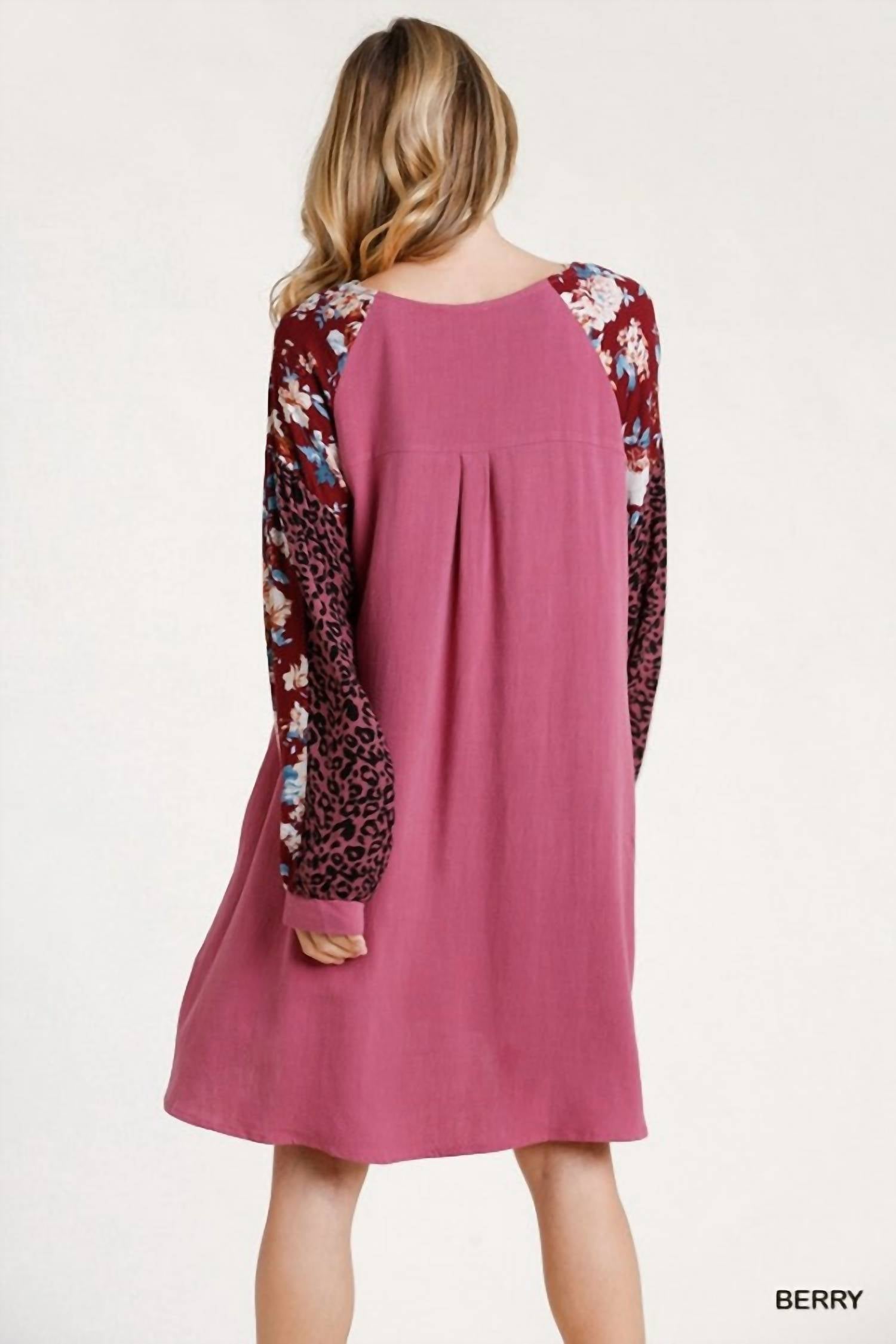 Umgee - Floral & Animal Pocket Dress