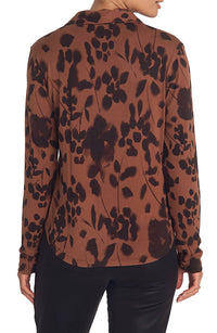Bella Dahl Button Up Knit Printed Shirt in autumn floral print - women's shirt - alternate view