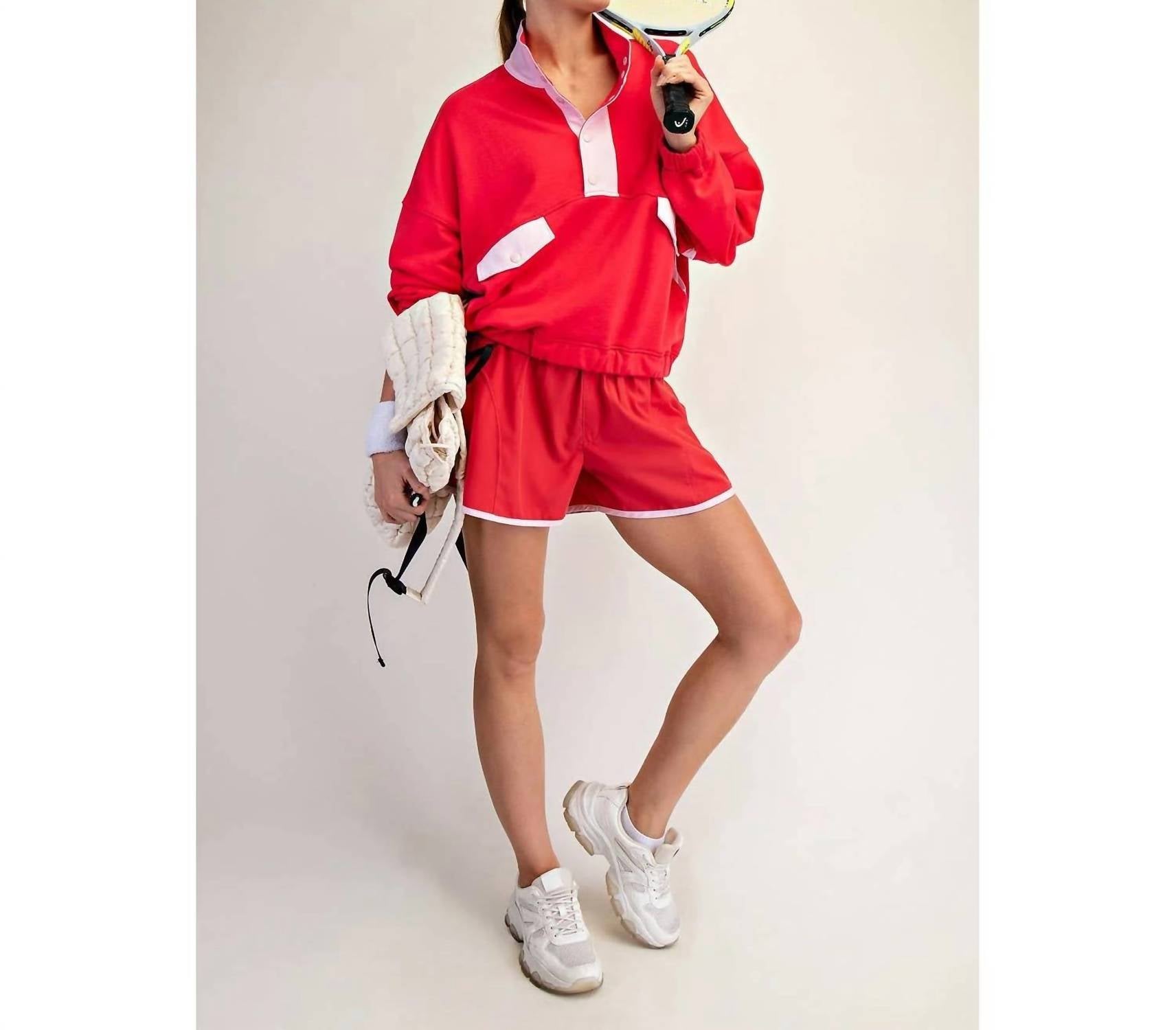 Rae Mode - Color Contrast Top And Pants Set