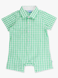 Rufflebutts - Baby Boys' Classic Short Sleeve Woven Button-up Romper