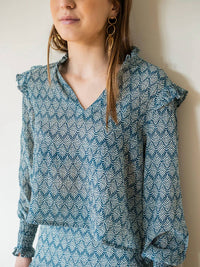 Osamore - Ruffled Shoulder Blouse
