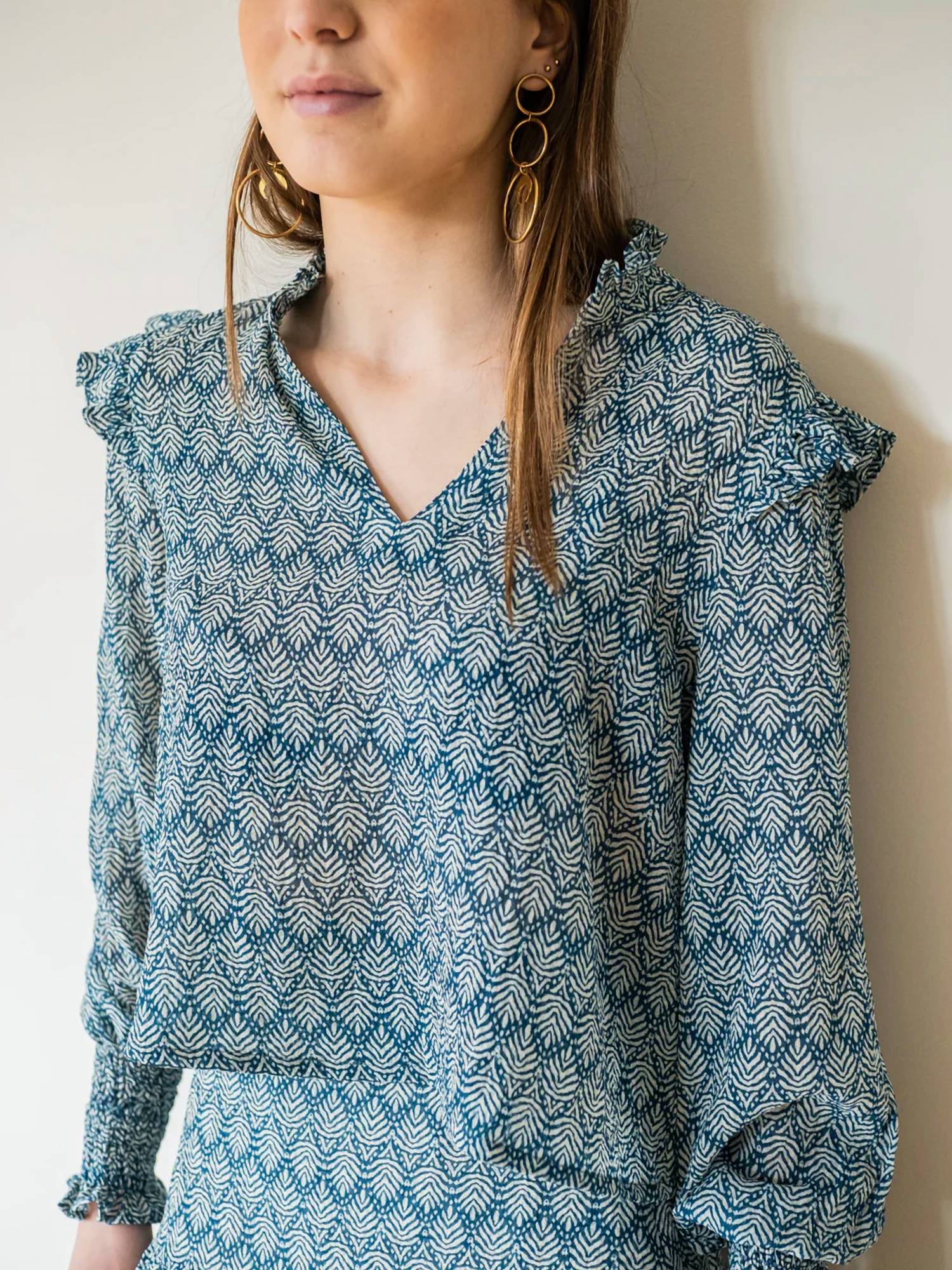 Osamore - Ruffled Shoulder Blouse