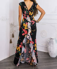 Surelymine - Two-way Floral Ruffle Maxi Dress