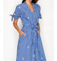 Meet Me In Santorini - Azure Lace Shirt Midi Dress