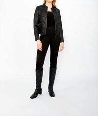 Frank Lyman - Women's Faux Leather Bling Zip Jacket