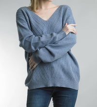 Tempo Paris - V-neckline Front Seam Tunic Sweater