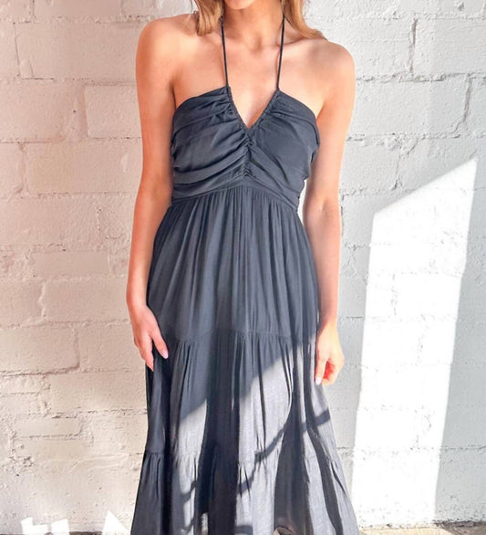 Day + Moon - Haltered Ruched Midi Dress
