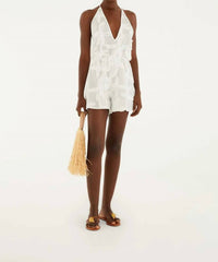 Farm Rio - Embroidered Neck Tie Romper