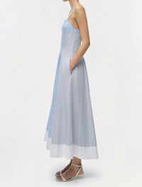 SIMKHAI Chamberlain Dress in periwinkle multi stripe - women's dress - alternate view