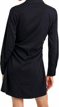 Bella Dahl Long Sleeve Shirred Dress in black - women's long sleeve top - alternate view