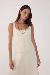 Dress To - Topstitched Twill Midi Dress