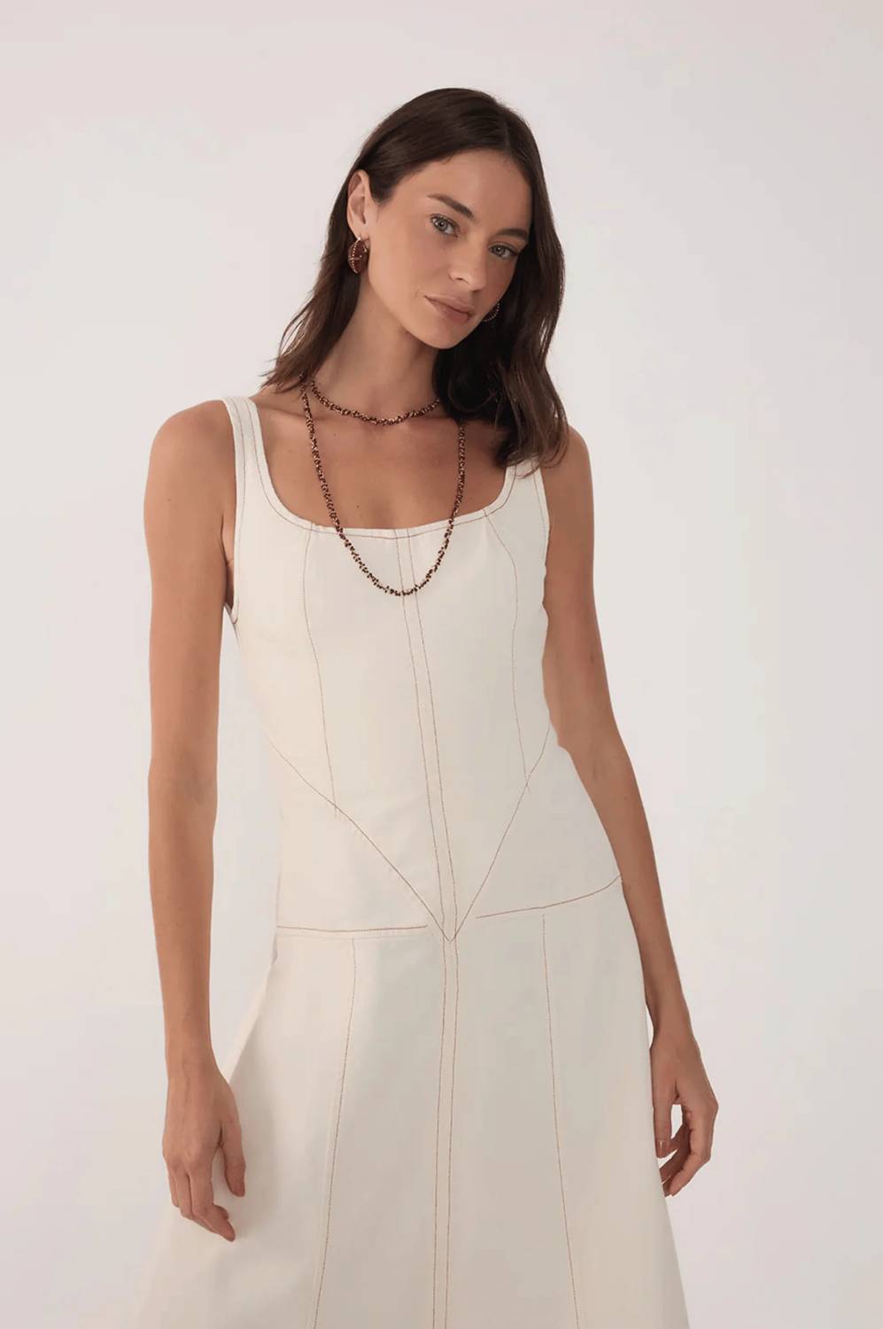 Dress To - Topstitched Twill Midi Dress