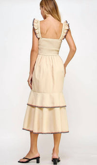 Strut & Bolt - Embroidered Layered Stitch Midi Dress