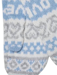 LoveShackFancy Women's Marnella Wool Winter Mittens in winter haze - women's accessory - detail view
