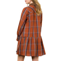 Thml - Plaid Contrast Leather Button Dress