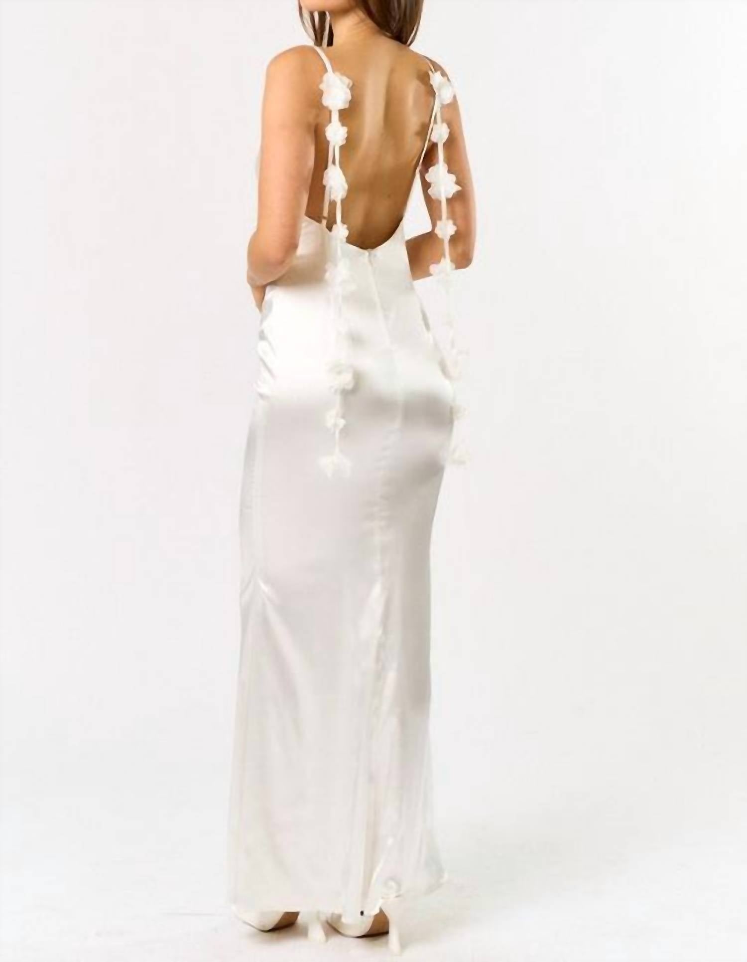 Blue Blush To Have And To Hold 3d Floral Applique Maxi Dress in white - women's dress - alternate view