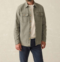 Faherty Sunwashed Canvas Cpo Shirt in aspen olive - men's shirt