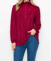 Joh - Willabella Suede Top With Ruffled Collar