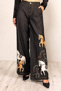 RANNA GILL Aster Fable Wide Leg Jeans in black - women's jeans