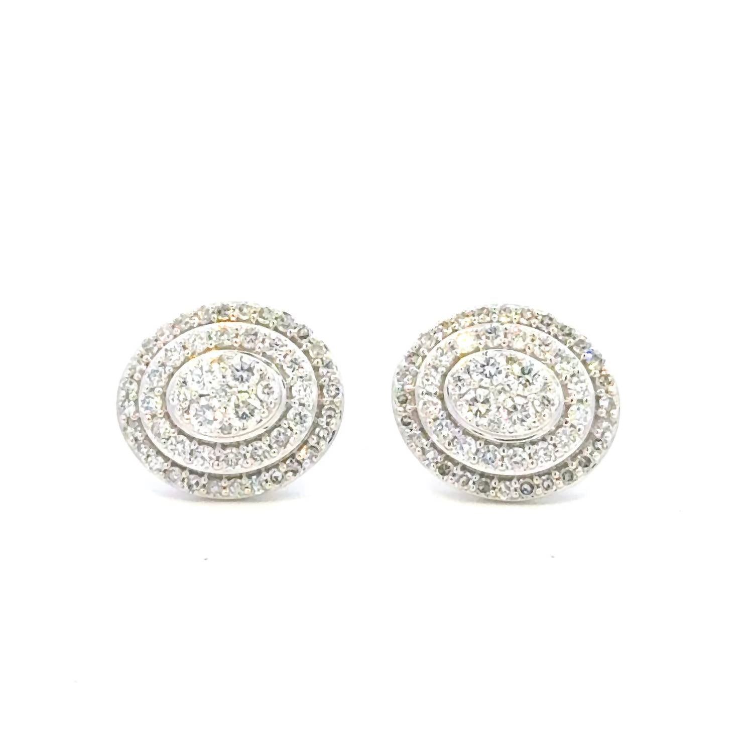 Aamiaa - 0.65 Carat Natural Diamond Double Halo Cluster Stud Earrings