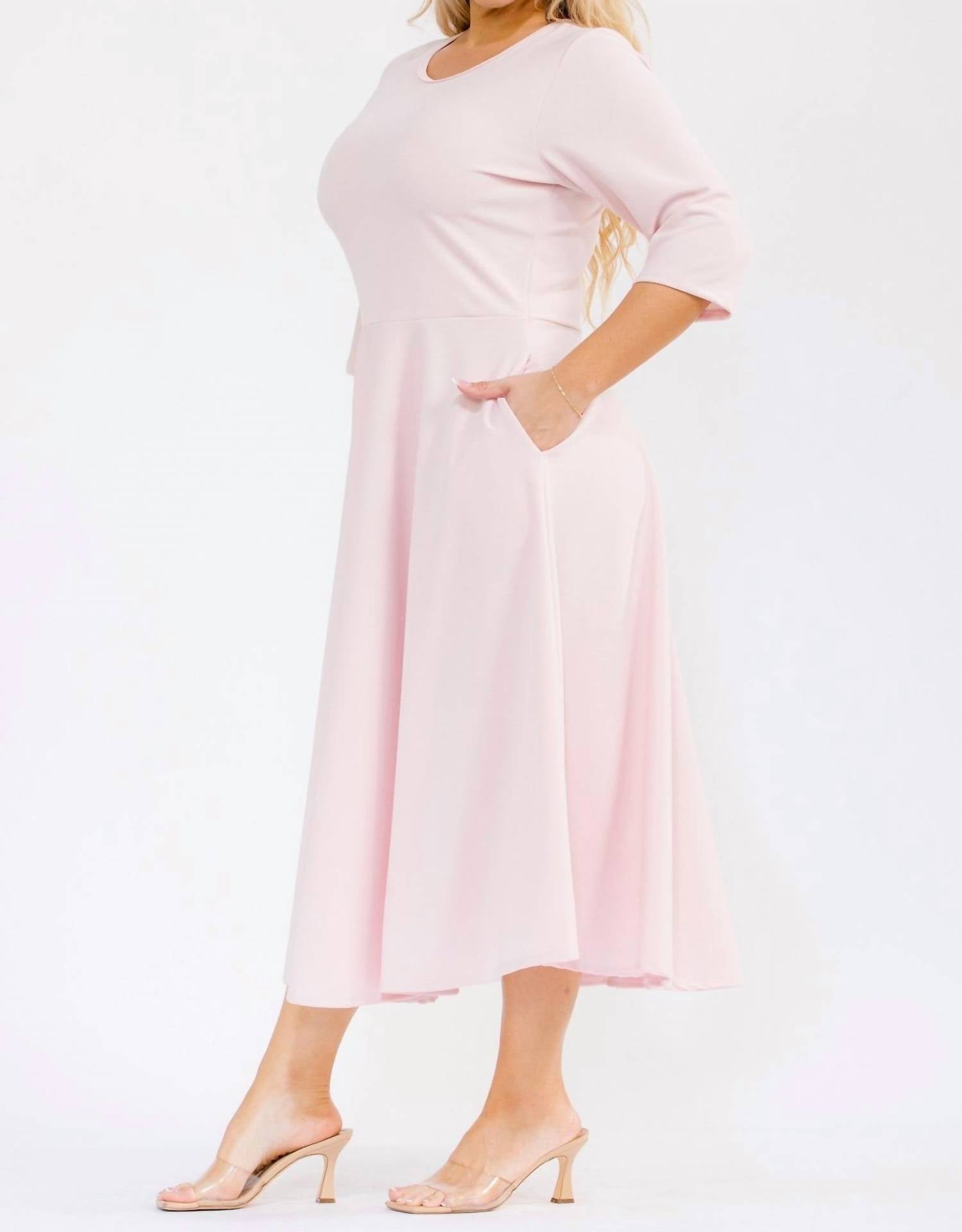 Karen Kane A-line Midi Dress in lt pink - women's dress - view 4