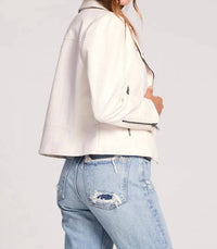 saltwater LUXE Effie Leather Jacket in bone - women's jacket - detail view