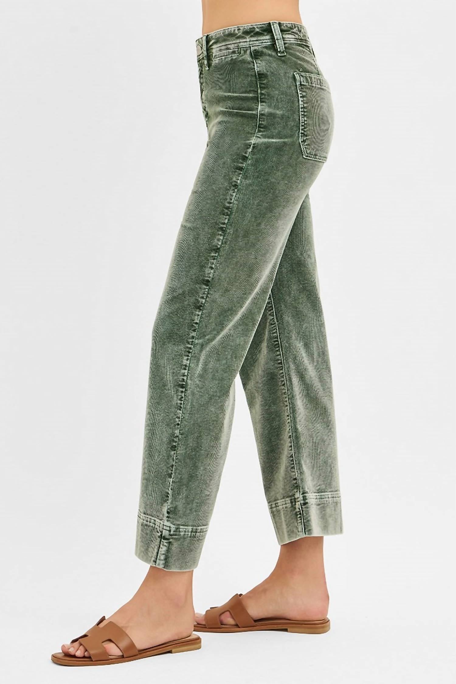 Risen - High Rise Crop Straight Corduroy Pants