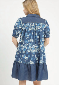 Umgee - Denim Dress With Flowers
