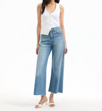 Veronica Beard - Taylor Cropped High Rise Wide Leg Jeans