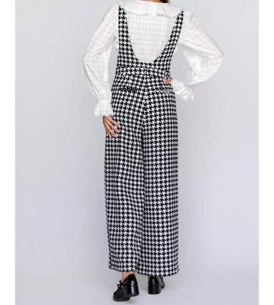 Storia - Houndstooth Tweed Wide Leg Jumpsuit