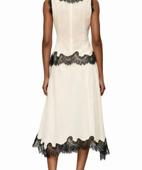 Relvoux - Women's Phoenix Neutral Lace Panel Chiffon Top And Skirt Set