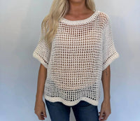 Romi The Brand Azure Crochet Classic Top in white - women's t-shirt