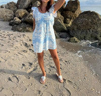 Pick Happy - Women's Ruffle Sleeve Pintuck Mini Dress
