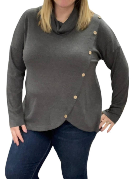 Honeyme - Cowl Neck with Button Details Top