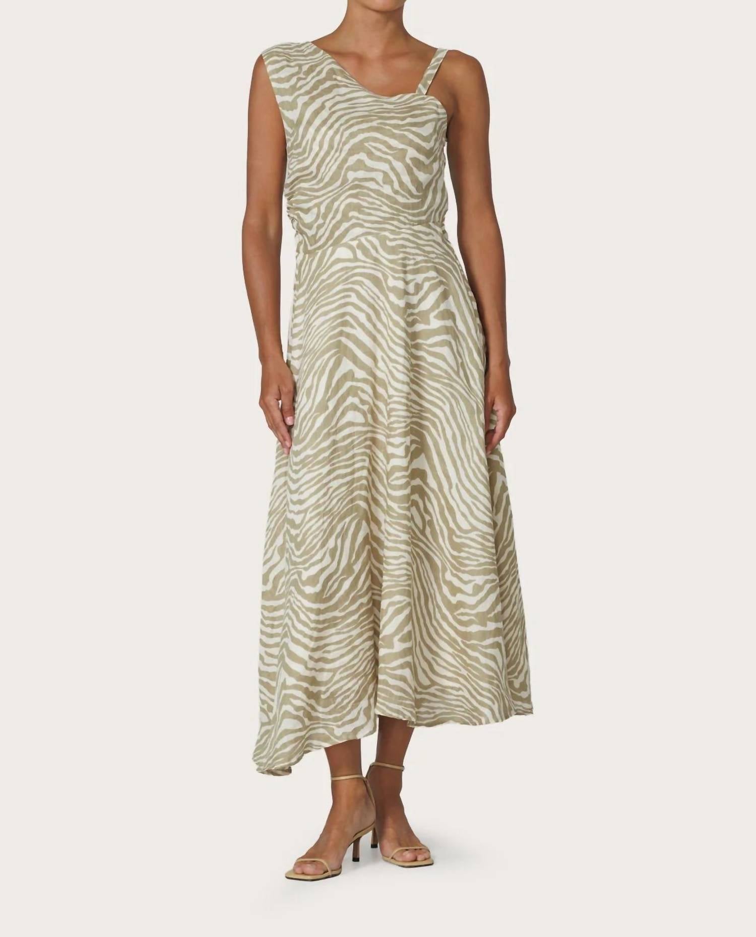 LUSANA Tango Linen Dress in macan - women's dress