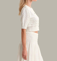525 America - Odette Cropped Puff-sleeve Cardigan