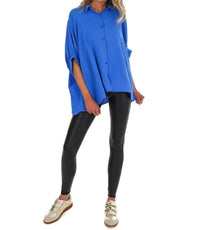 Day + Moon - Women's Fingers Crossed Oversized Button Down Top