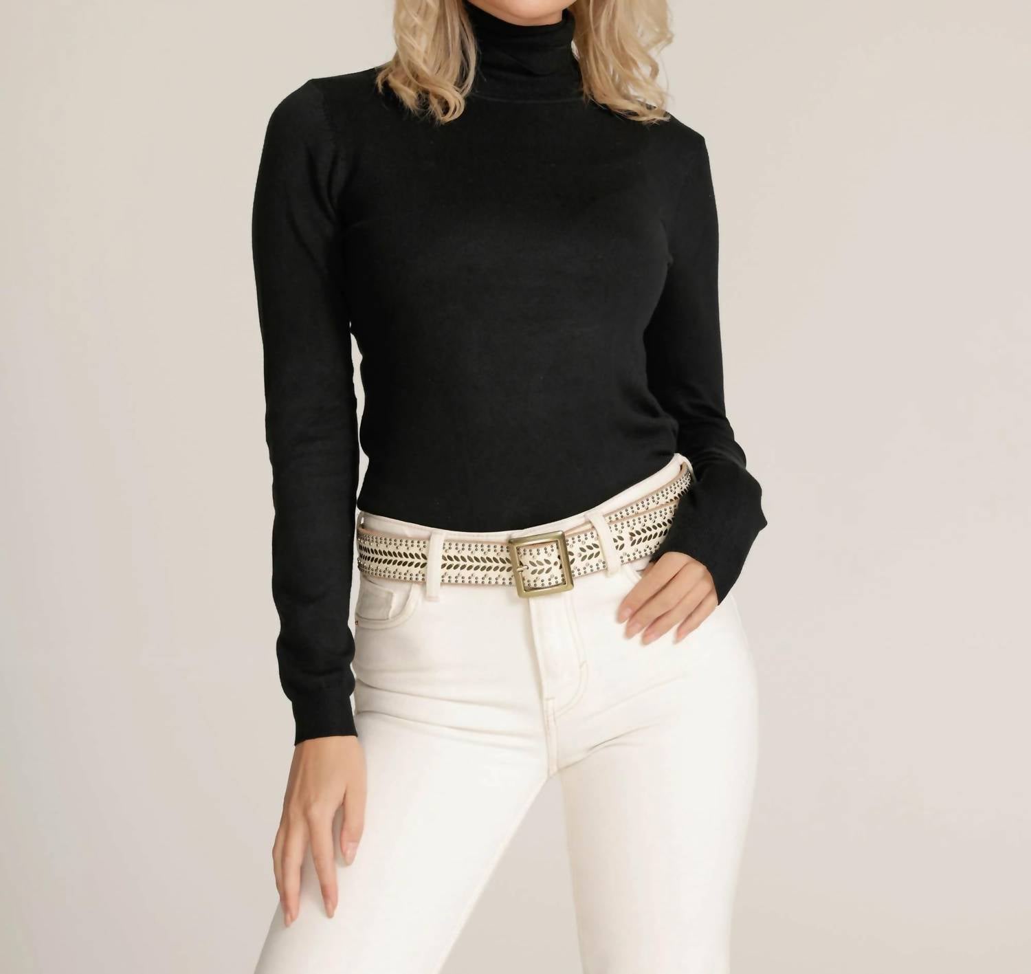 Amsterdam Heritage - Women's Ezra Studded Leather Belt With Square Buckle
