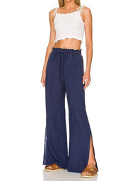 Bella Dahl - Smocked Waist Side Slit Wide Leg Pant