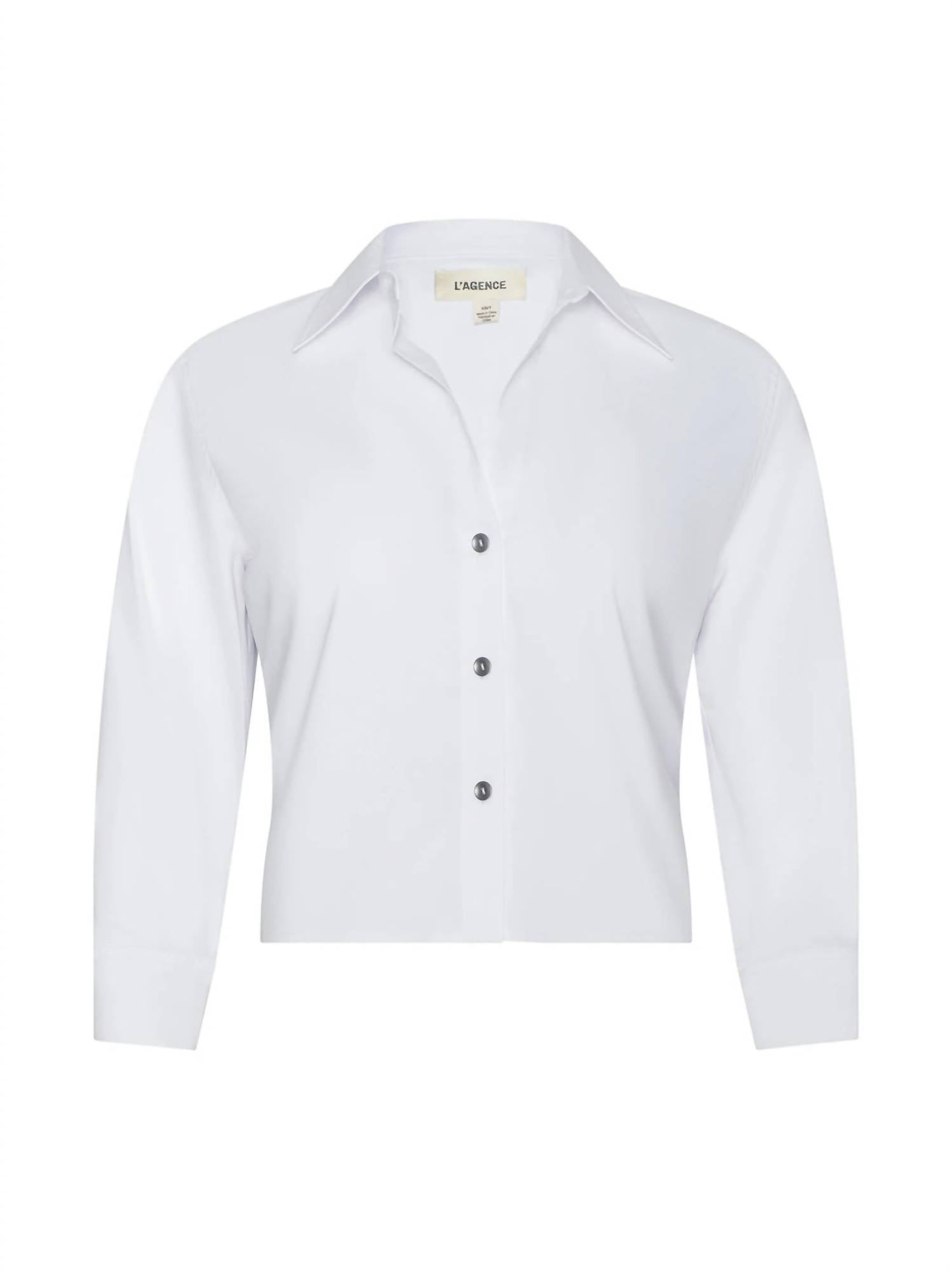 L'Agence Fawn Panther Print Shirt in ivory multi floral scarf - women's shirt - alternate view