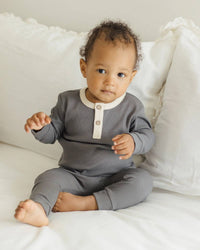 Quincy Mae - Kids' Ribbed Long Sleeve Henley Top