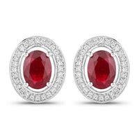Diana M Jewels - Women's Oval Natural Ruby Stud Earrings (2.12 Ct) - Classic Plus