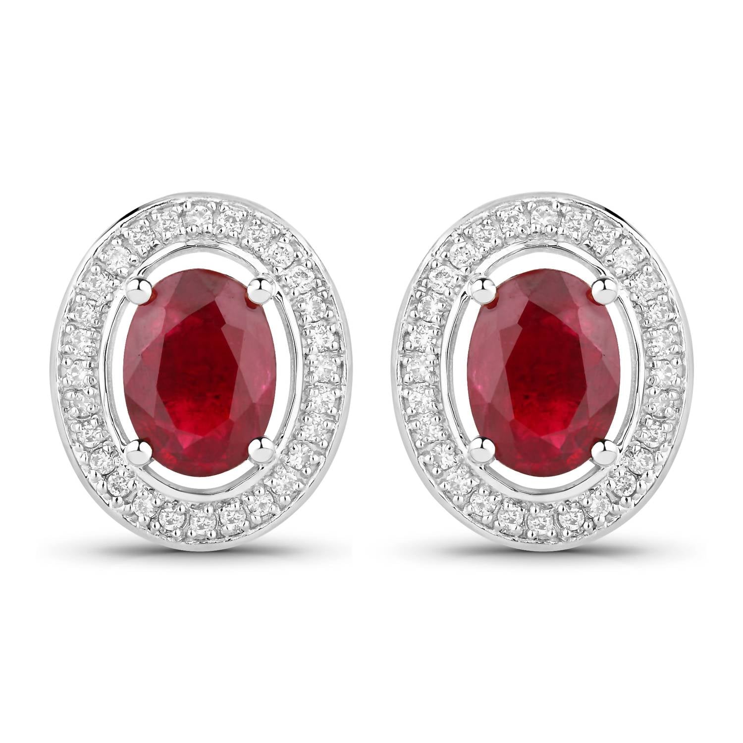 Diana M Jewels - Women's Oval Natural Ruby Stud Earrings (2.12 Ct) - Classic Plus
