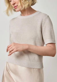 Lilla P Short Sleeve Sweater in mist sparkle - women's sweater